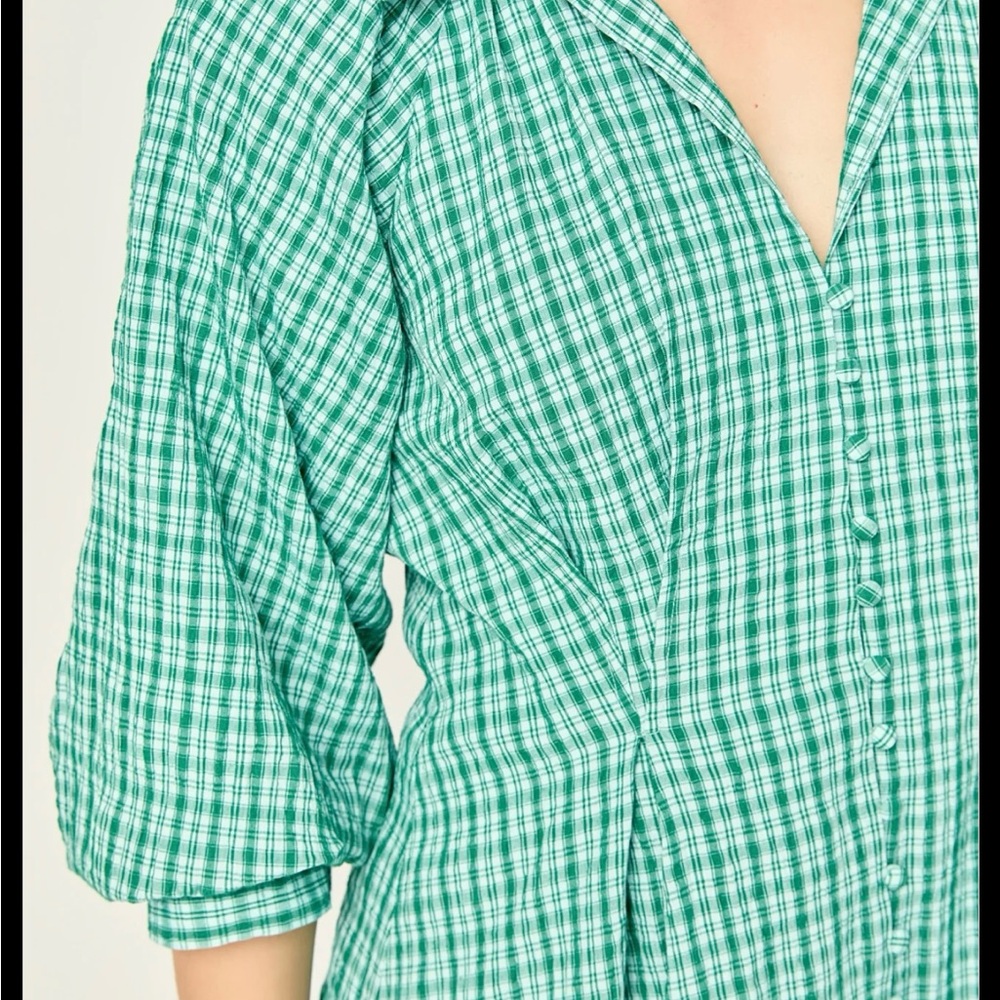 English Factory Green Plaid Midi Dress